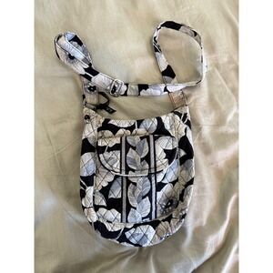 Vera Bradley Night & Day‎ Quilted Crossbody Bag Black White Floral Retired
